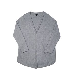 Eileen Fisher 100% Cashmere Button Up Cardigan Sweater Grey Soft Quiet Luxury  M